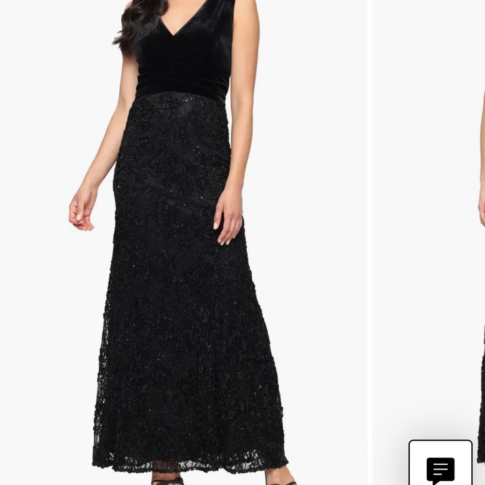 Black Velvet and Lace Gown